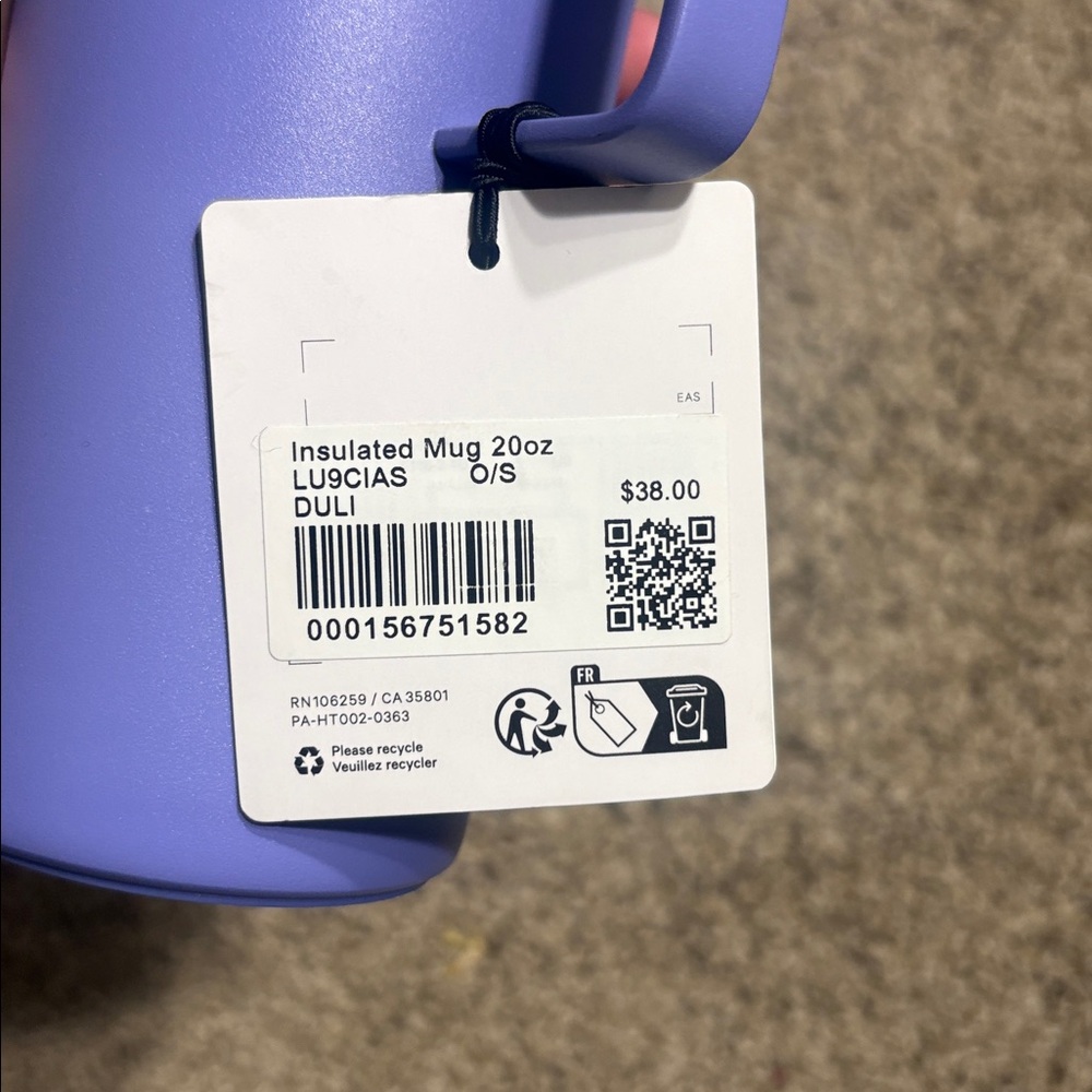 NWT Lululemon Insulated Mug 20OZ in Dusty Lilac - Picture 3 of 3